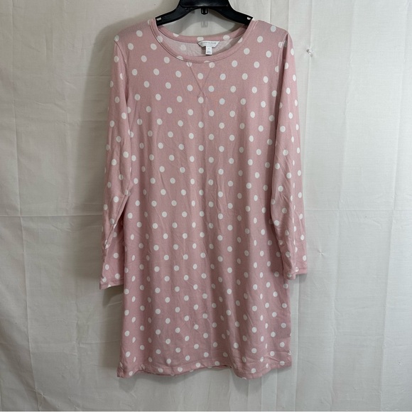 Charter Club Women’s Pink & White White Polka Dot Nightgown Pajama Night Dress S - Picture 1 of 5